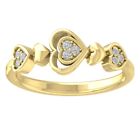 14K Yellow Gold Diamond Heart Ring 1/10ct, I2-I3 Clarity 7 Gift for Mother's Day