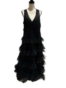 Betsy & Adam Black Tiered Tulle Ruffle Gown Size 18W $299 - Picture 1 of 2