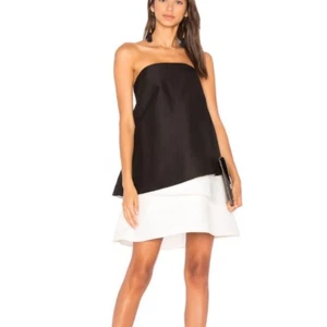 Vestido Halston Heritage sin tirantes recorte bloques de color talla 14 negro blanco - Imagen 1 de 14