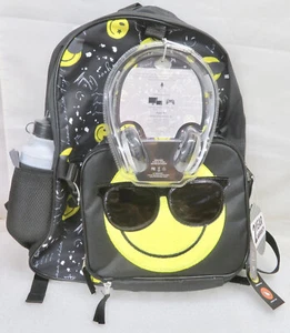 Emoji Kids INMOCEAN 17" Backpack Insulated Lunch Bag Headphones Bottle Carabiner - Picture 1 of 5