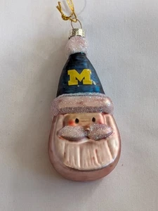 UNIVERSITY Of MICHIGAN Wolverines SANTA CLAUS Kopf Weihnachtsschmuck U of M  - Bild 1 von 6