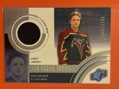 2001-02 SPx Dan Snyder Rookie Threads Away Jersey /1500 Rookie RC #134 Hockey - Image 1 of 2