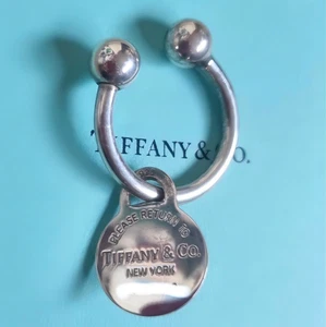 TIFFANY & CO. Return to Tiffany Llavero Plata 925 Etiqueta Redonda Firmado... - Imagen 1 de 12