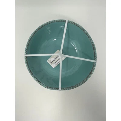 Tommy Bahama Melamina 9" Cena Ensalada Pasta Cuencos Turquesa Cuerda Náutica NUEVO Foto 1 de 3