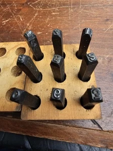 Vintage Young's Machine Made Steel Stamps, 0-9 Numbers Anti-Mushroom 1/8" - Bild 1 von 3
