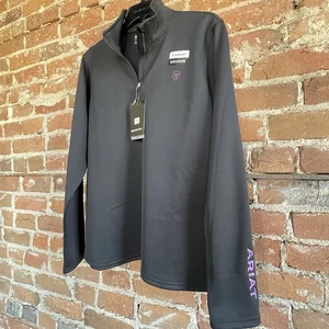 Ariat Tek Team 1/2 Zip Women’s Large Black Fleece Pullover Purple Accent New - Picture 1 of 10