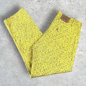 Vintage Levis 505 Yellow Geometric Graphic Denim Jeans Fits 38x33 USA Made RARE - Picture 1 of 9