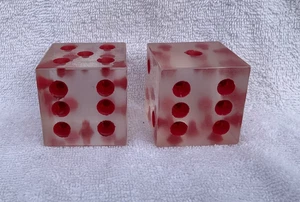 Vintage Custom Clear Acrylic 2” Square Dice With Red Pips - Picture 1 of 7