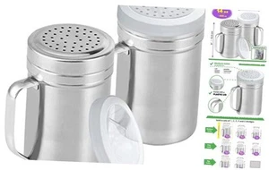Large Metal Salt Pepper Cooking Dredge Shakers - With Handle - Seasonings - Picture 1 of 6