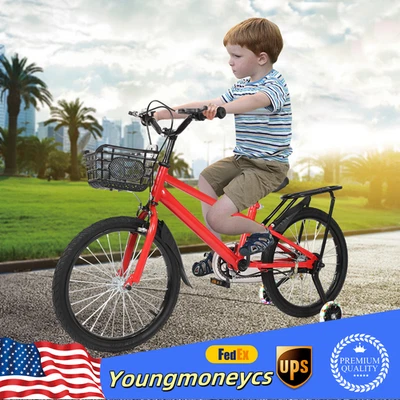 Bicicleta para niños de 18 pulgadas para niños y niñas Bicicleta roja con ruedas de entrenamiento Foto 1 de 4