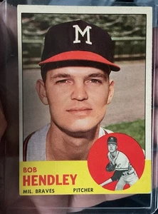 Tarjetas de béisbol 1963 Topps - Bob Hendley #62 Milwaukee Braves - Imagen 1 de 3