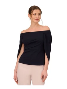 ADRIANNA PAPELL Womens Zippered Off Shoulder Cape Sleeve Evening Top - Picture 1 of 6