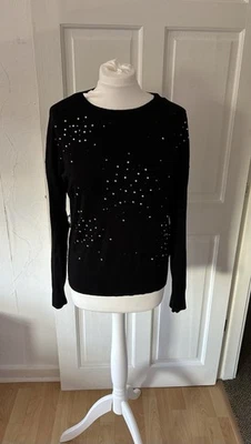 Dorothy Perkins Petite Women’s Black And Diamanté Jumper Size 12 - Image 1 of 4