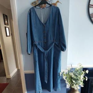 midi denim dress new with tags size 22 very good weight fabric 3qrt sleeves - Picture 1 of 11