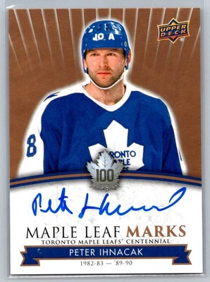 2017 UD Toronto Maple Leafs Centennial Leaf Marks Peter Ihnacak Auto MLM-PI - Image 1 of 2
