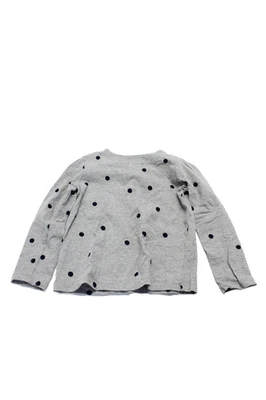 Blusa Top Jacadi Niñas Algodón Gris Lunares Cuello Redondo Manga Larga Talla 6A Foto 1 de 4
