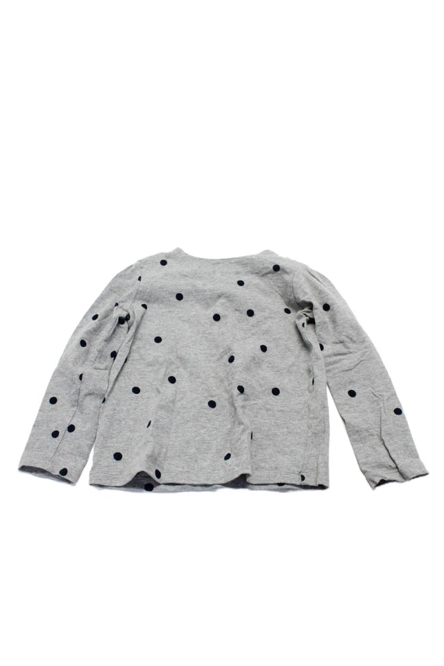 Blusa Top Jacadi Niñas Algodón Gris Lunares Cuello Redondo Manga Larga Talla 6A Foto 1 de 4