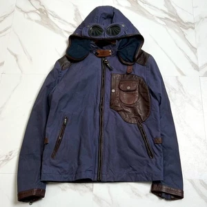 C.P. Company Leather & Wax Cotton Goggle Jacket 2-Way Waterproof Used - Picture 1 of 10