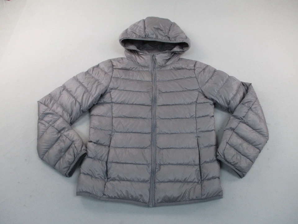 Uniqlo Down Feathers Jacket Boys Medium Hooded Zip Hooded Lightweight Packable - Image 1 of 4