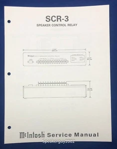 Original McIntosh SCR-3 / Speaker Control Relais Service Manual - Bild 1 von 1
