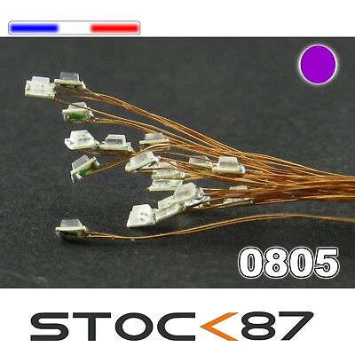 C106# LED CMS Pré-câblé 0805 Violet - Rose Fil émaillé 5 à 20pcs - Prewired LED • 5.07€