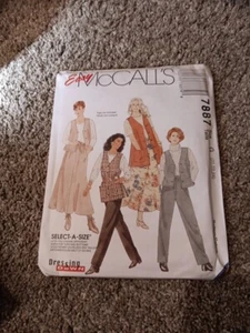 Vintage Sewing Pattern McCall's 7887 Select-a-Size, Vest Pants Skirt, Sz G, S708 - Picture 1 of 1