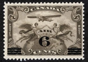 Canada Sc C3 Brown Olive 6¢ on 5¢ 1932 Airmail MNH Original Gum - Picture 1 of 1