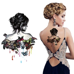Tatuaje temporal mariposas mujer colores color mujeres resistente al agua una sola vez - Imagen 1 de 2