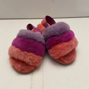 UGG Fluff Yeah Slide Pink/Purple Rainbow Toddler 6 - Picture 1 of 11