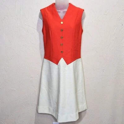 Vestido Mini Cambio Gogo Bloque de Color Geométrico Mod Años 70 De Colección Talla M Foto 1 de 4