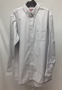 Red Kap Mens Long Sleeve Button Down Work Uniform Shirt White Gray Stripe 17-36 - Picture 1 of 3