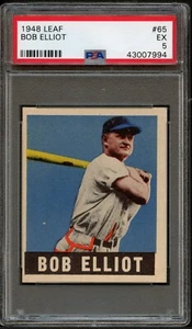 BB - 1948 Leaf - #65 - Bob Elliot - PSA 5 - EX - Imagen 1 de 2
