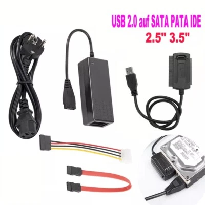 USB 2.0 to SATA PATA IDE Adapter Konverterkabel für 2,5/3,5 Zoll HDD SSD Adapter - Bild 1 von 4