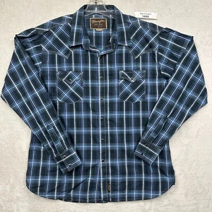Wrangler Retro Premium Western Black Pearl Snap Hemd Herren XXL blau kariert - Bild 1 von 12