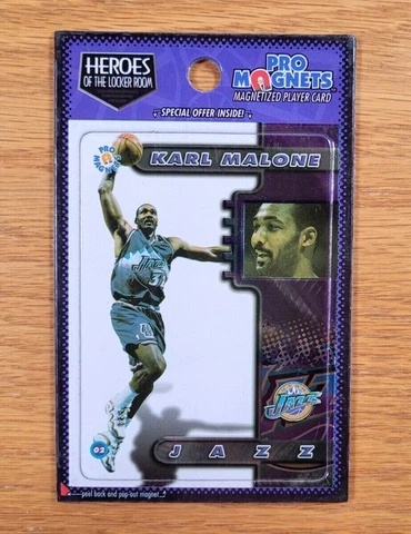 KARL MALONE Utah Jazz Vintage 1998 NBA Basketball Heroes Magnets Fridge Magnet Cover
