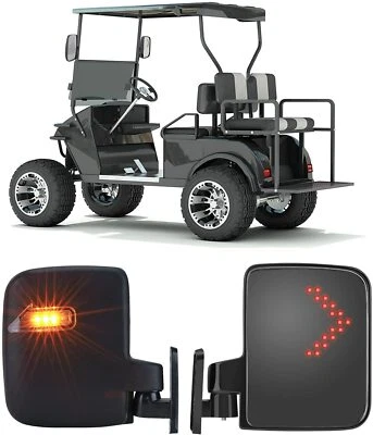 Golf Cart Side Rear View Mirrors w/LED Turn Signal for EzGo TXT Yamaha Drive G29 - Image 1 of 4