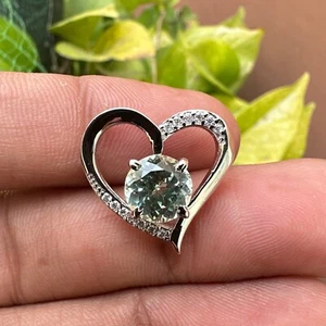 Certified 16 Ct Natural Green Tourmaline Pendant 925 Silver–Heart Design Jewelry - Imagen 1 de 8
