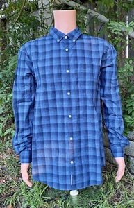 Original Penguin Mens Checked Shirt Size US XXL Blue Cotton Long Sleeve Plaid - Picture 1 of 7