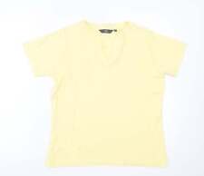 Isle Essentials Womens Yellow Cotton Basic T-Shirt Size M V-Neck