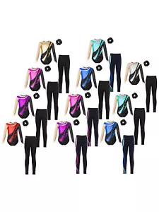 Children Girls Outfits Elastic Waistband Pants Sets Competition Tracksuits 3Pcs - Picture 1 of 110