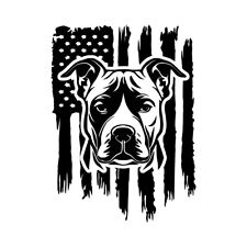 Distressed American Flag Pit Bull Dog Puppy USA Patriot Decal Sticker