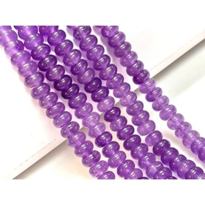 Purple Color Quartz Smooth Rondelle Shape Beads, 16" Long size 8mm Purple Color - Picture 1 of 8
