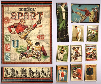 Snippets Graphic45 GOOD OL' SPORT (11PC) HAND-CUT scrapbooking VINTAGE - Image 1 of 2