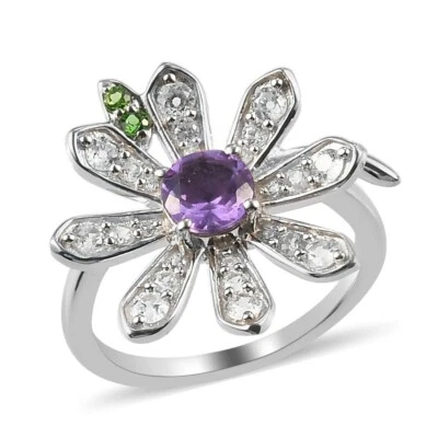 GP Italian Garden Collection 1.10ctw Amethyst Floral Ring Size 7 - Image 1 of 4