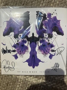 Of Mice And Men Tether Blue/Pink Splatter Vinyl LP Record BAND SIGNED - Imagen 1 de 3