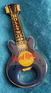 HOLLYWOOD BLUE ACOUSTIC GIBSON BOTTLE OPENER GUITAR FRIDGE MAGNET Hard Rock Cafe - Picture 1 of 1