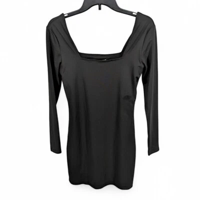 Vestido ceñido al cuerpo Bar III para mujer cuello cuadrado manga larga elástico negro XS $39,50 Foto 1 de 2
