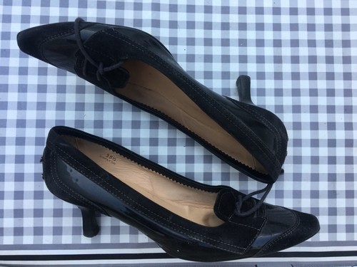 TOD’S TODS scarpe donna taglia 38 1 2 EU NERE scamosciate tacco a gattino fibbia VINTAGE PREZZO AL PUBBLICO £490