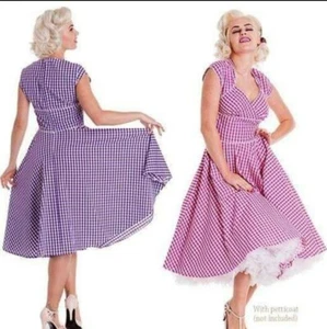hell bunny gingham new western check pink rock n roll 50s vintage style size 8 - Picture 1 of 1