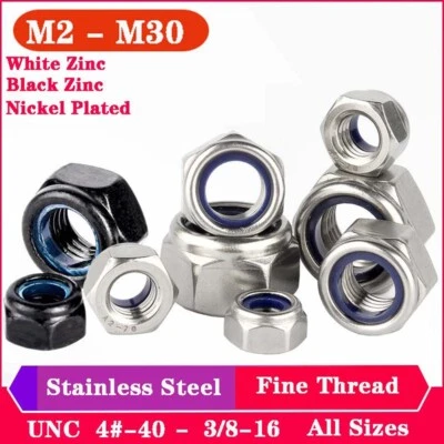 Metrisch/UNC Stopmuttern DIN 985 Sicherungsmutter Selbstsichernde Muttern M2-M30 - Bild 1 von 4